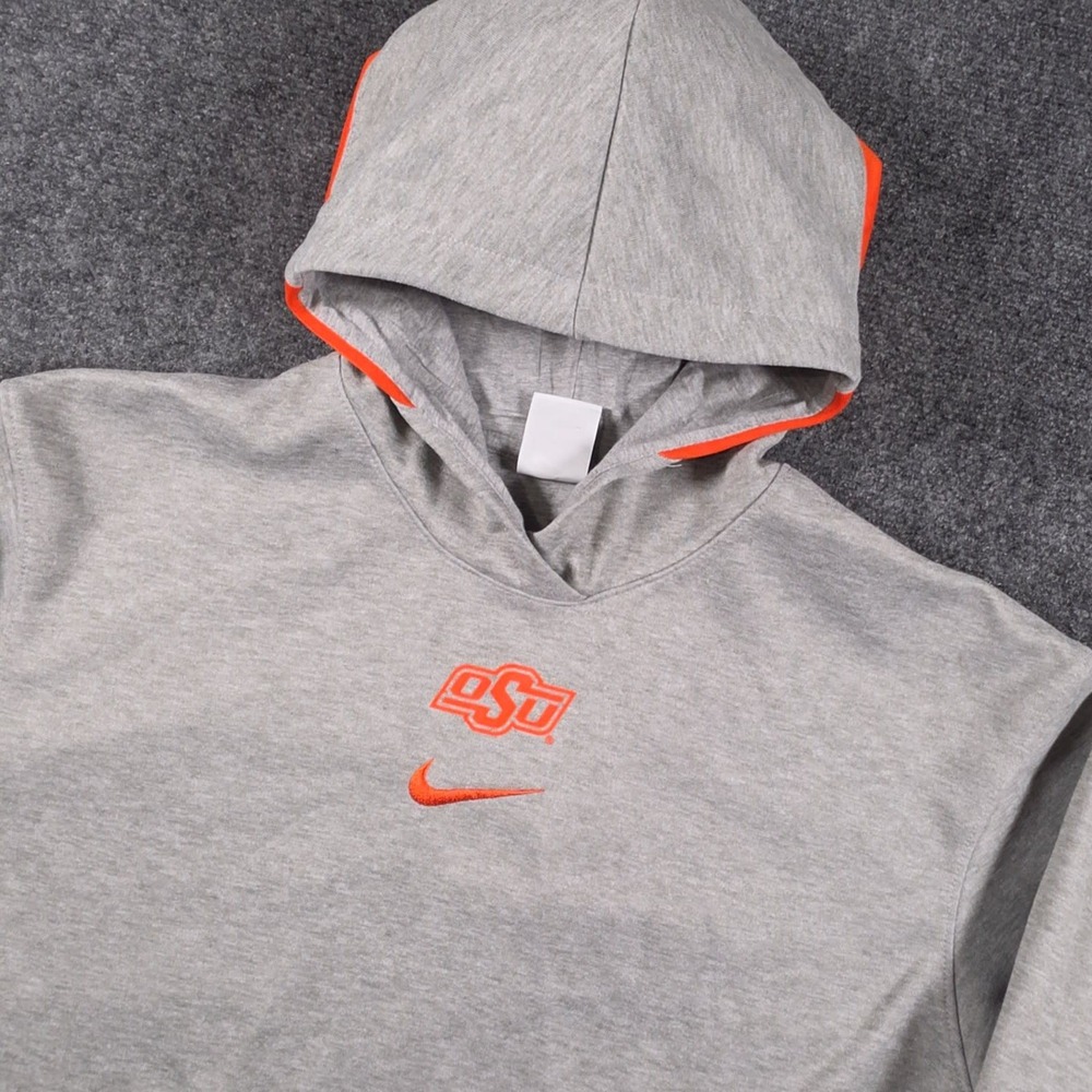 Nike Spotlight Oklahoma State Cowboys Hoodie Mens L Gray Center Swoosh OSU